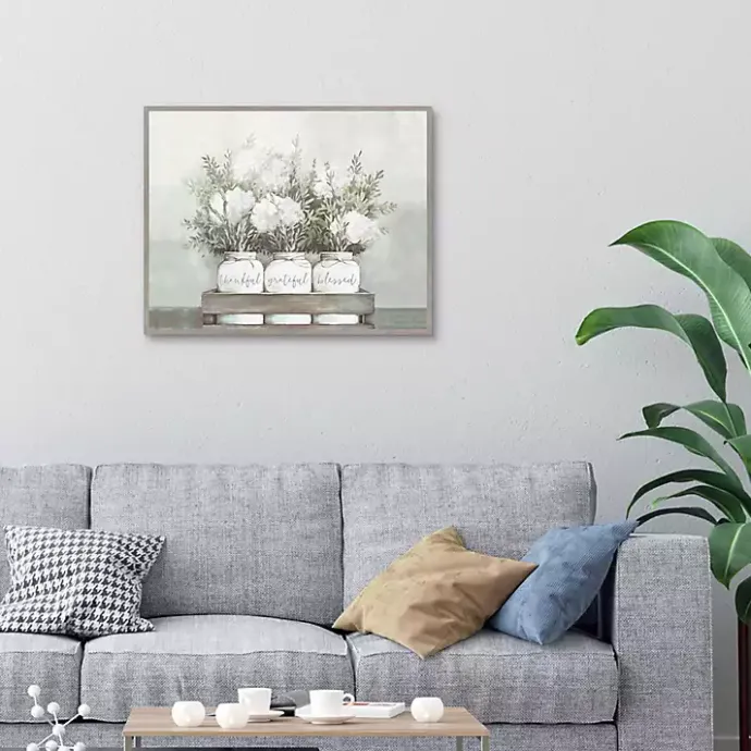 Kirklands Home Flower Jars Framed Canvas Art Print White