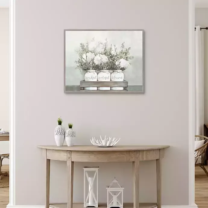 Kirklands Home Flower Jars Framed Canvas Art Print White