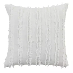 Hot Kirklands Home Fringe Stripe Throw Pillow White