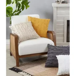 Hot Kirklands Home Fringe Stripe Throw Pillow White