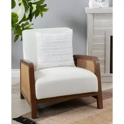 Hot Kirklands Home Fringe Stripe Throw Pillow White