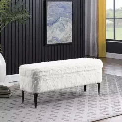 Discount Kirklands Home Fur Storage Bench White