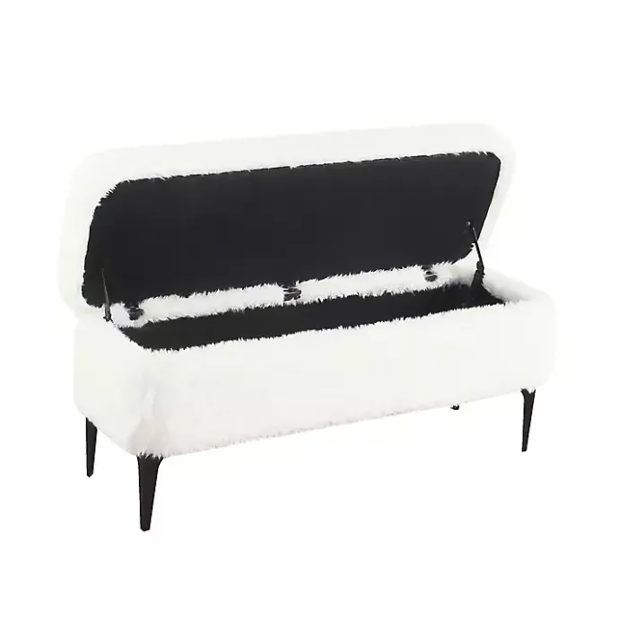 Discount Kirklands Home Fur Storage Bench White