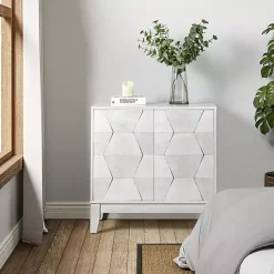 New Kirklands Home Geometric Mabel 2-Door Cabinet White