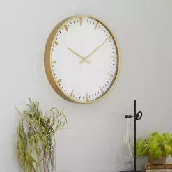 Discount Kirklands Home Glass Frame Gold Accent Wall Clock White