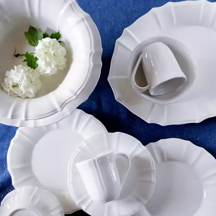 Sale Kirklands Home Glazed Scalloped Ceramic Pasta Bowl White