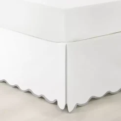 Online Kirklands Home White Gray Scalloped Coastal Queen Bed Skirt