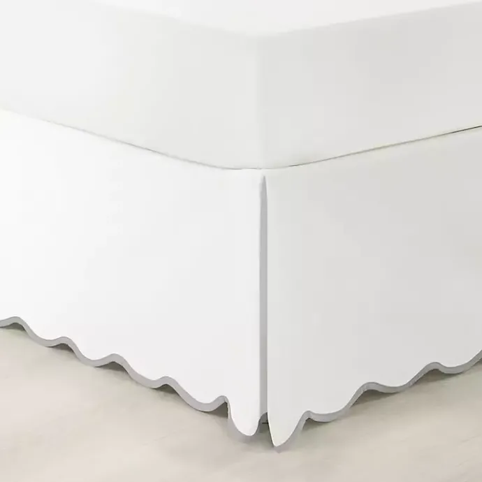 Clearance Kirklands Home White Scalloped Coastal King Bed Skirt Gray