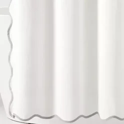 New Kirklands Home White Gray Scalloped Coastal Shower Curtain