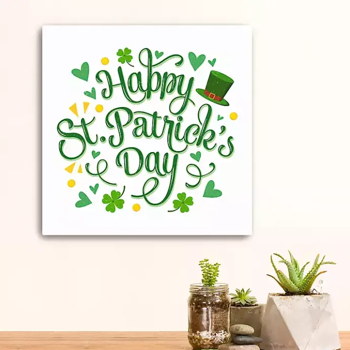 Sale Kirklands Home Happy St. Patrick's Day Canvas Art Print White