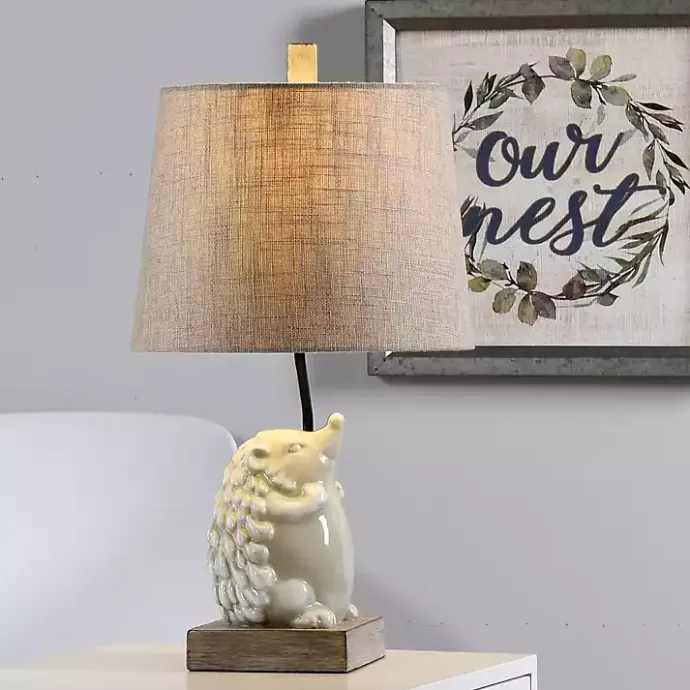 Sale Kirklands Home White Hedgehog Accent Table Lamp Tan