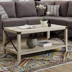 New Kirklands Home Industrial X-Frame Coffee Table White