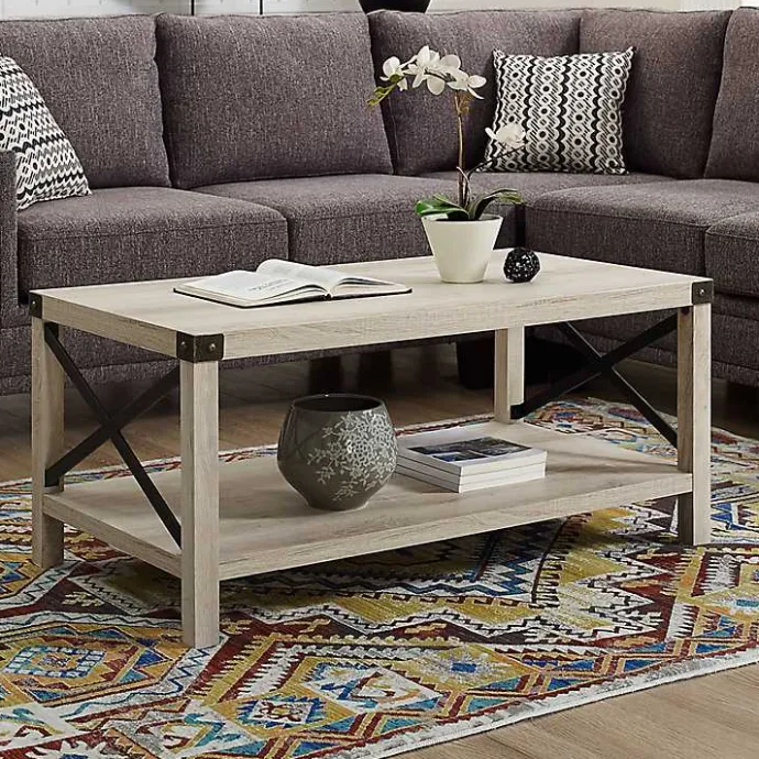 New Kirklands Home Industrial X-Frame Coffee Table White