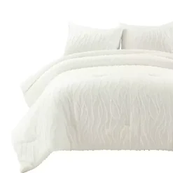 Clearance Kirklands Home Jacquard Wave 3-pc. King Comforter Set White
