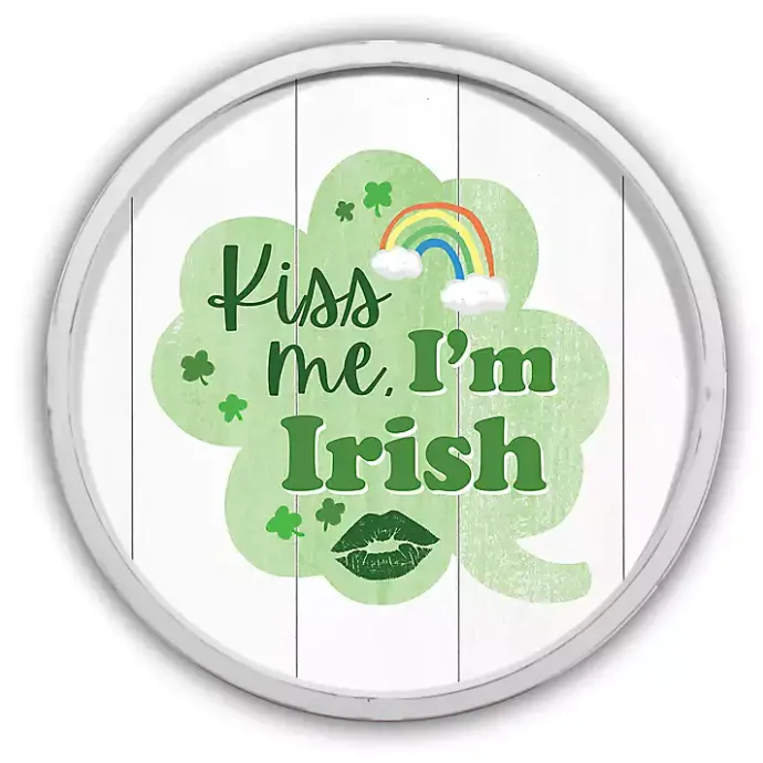 Online Kirklands Home Kiss Me I'm Irish Round Framed Art Print White