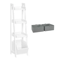 Best Kirklands Home Ladder Shelf with Cubby, 13 in. White
