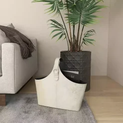 Discount Kirklands Home Leather Textured Magazine Rack White