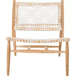 Kirklands Home Leather Woven Accent Chair White