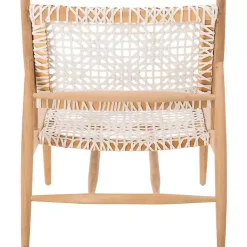 Kirklands Home Leather Woven Accent Chair White