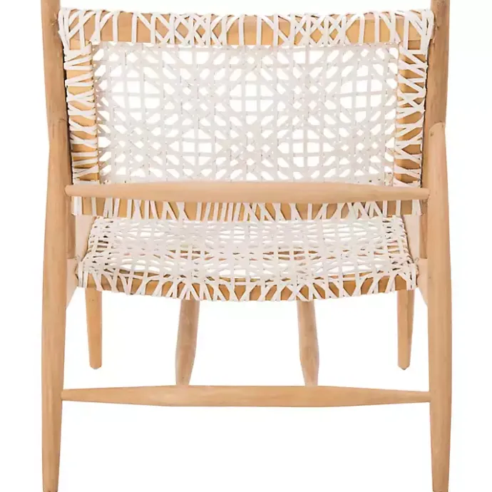 Kirklands Home Leather Woven Accent Chair White