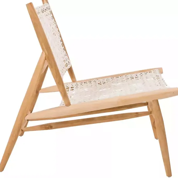 Kirklands Home Leather Woven Accent Chair White