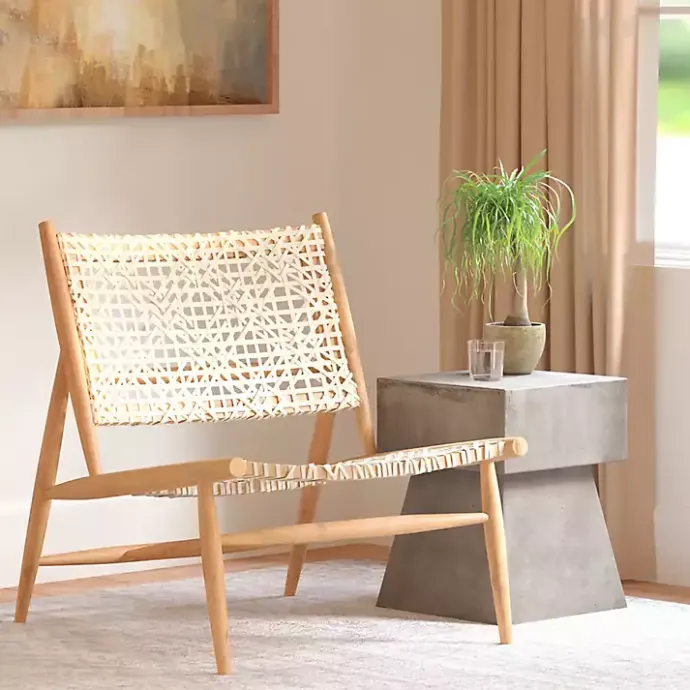 Kirklands Home Leather Woven Accent Chair White