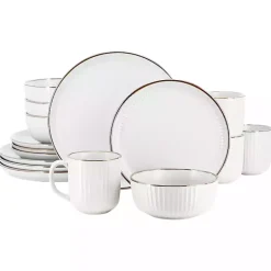 Sale Kirklands Home Leo Stoneware 16-pc. Dinnerware Set White