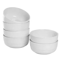 New Kirklands Home Linear Cereal Bowls, Set of 6 White