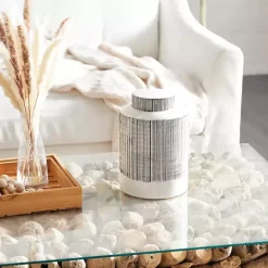 Best Kirklands Home White Lined Ceramic Jars, Set of 2