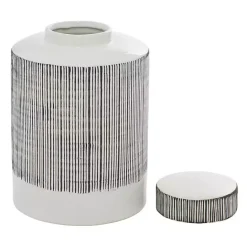 Best Kirklands Home White Lined Ceramic Jars, Set of 2