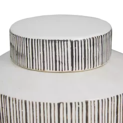 Best Kirklands Home White Lined Ceramic Jars, Set of 2