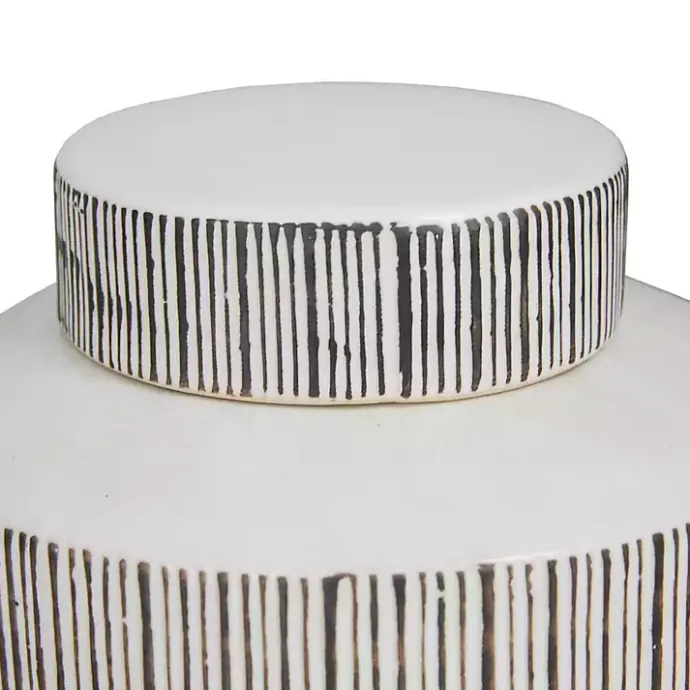 Best Kirklands Home White Lined Ceramic Jars, Set of 2