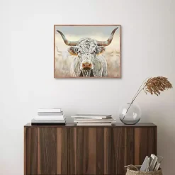 Kirklands Home Longhorn Framed Canvas Art Print White