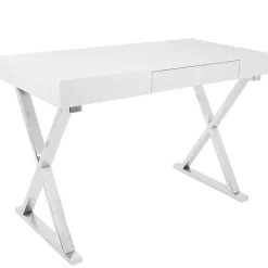 Sale Kirklands Home Luster Chrome Leg Desk White
