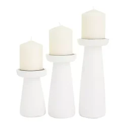 Outlet Kirklands Home Mango Wood 3-pc. Pillar Candle Holder Set White