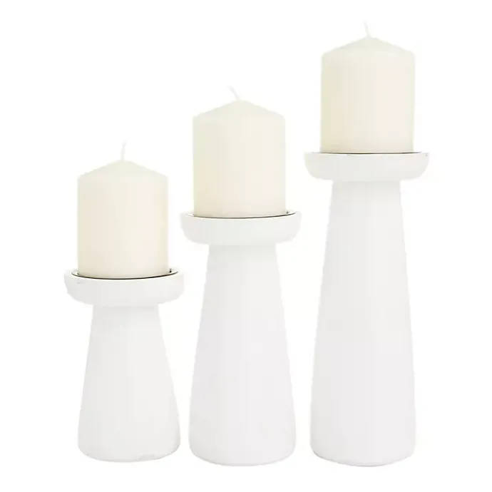 Outlet Kirklands Home Mango Wood 3-pc. Pillar Candle Holder Set White