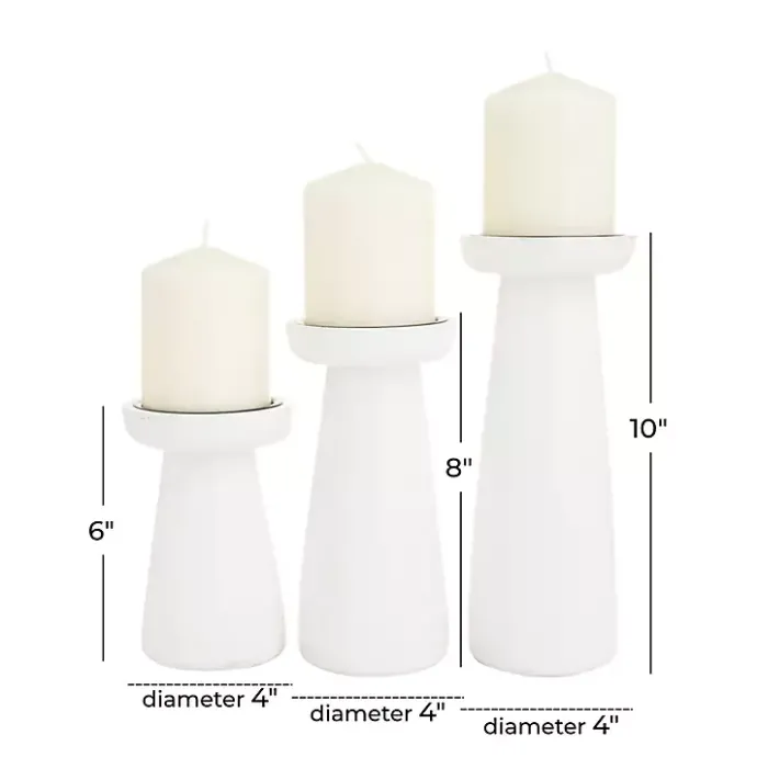 Outlet Kirklands Home Mango Wood 3-pc. Pillar Candle Holder Set White