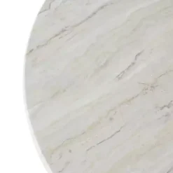 Hot Kirklands Home Marble & Black Metal Pedestal Coffee Table White