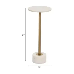 Best Kirklands Home Marble & Gold Metal Round Cocktail Table White