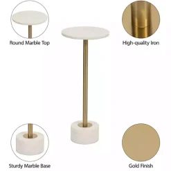 Best Kirklands Home Marble & Gold Metal Round Cocktail Table White