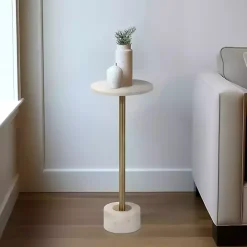 Best Kirklands Home Marble & Gold Metal Round Cocktail Table White