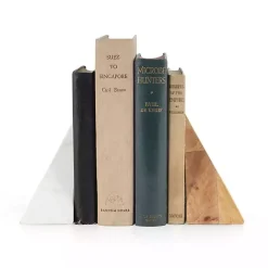 Discount Kirklands Home White Marble & Mango Wood Bookends