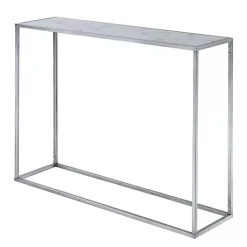 Outlet Kirklands Home White Marble & Metal Slim Console Table Silver