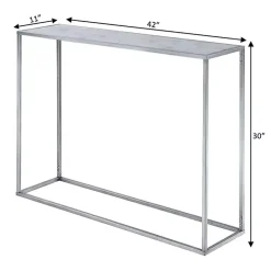 Outlet Kirklands Home White Marble & Metal Slim Console Table Silver