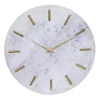 Hot Kirklands Home White Marble and Gold Accent Wall Clock, 20 in.