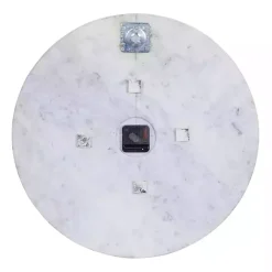 Hot Kirklands Home White Marble and Gold Accent Wall Clock, 20 in.