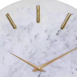 Hot Kirklands Home White Marble and Gold Accent Wall Clock, 20 in.