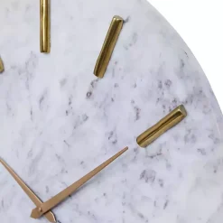 Hot Kirklands Home White Marble and Gold Accent Wall Clock, 20 in.
