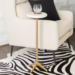 Online Kirklands Home Marble and Gold Base Cocktail Table White