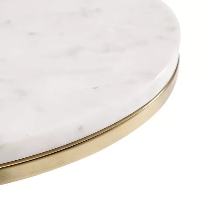 Clearance Kirklands Home Marble and Gold Oval C-Shape Accent Table White